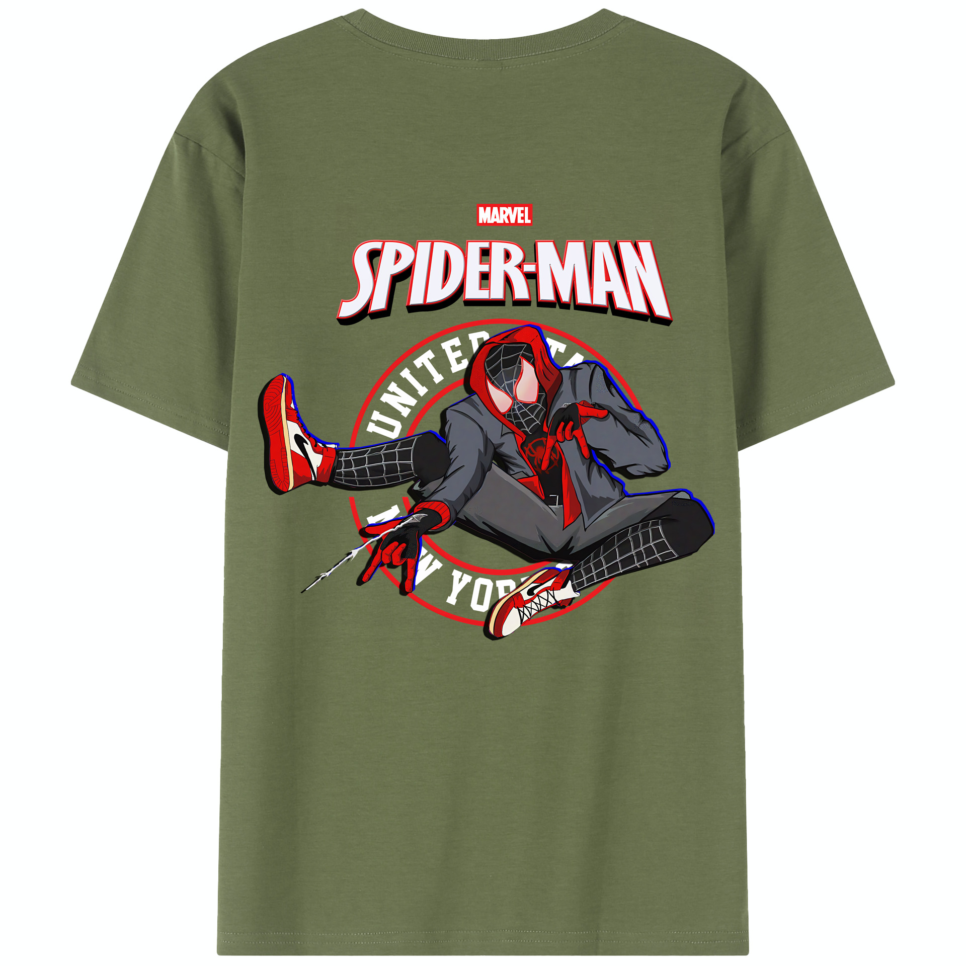 （画像用） Spider Man スパイダーマン 綿100％半袖Tシャツ（背面プリント）